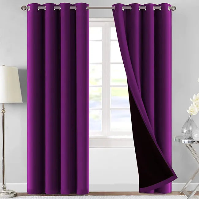 Purple Jacqauard Curtains