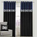 Navy Blue & Black Dual Tone Velvet Curtains