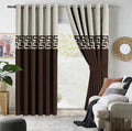 Off White & Brown Dual Tone Velvet Curtains