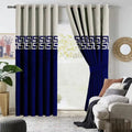 Off-White & Royal Blue Dual Tone Velvet Curtains