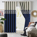 Off-White & Navy Blue Dual Tone Velvet Curtains