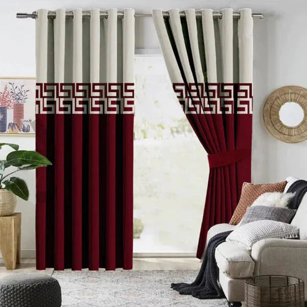 Brown & Dark Grey Dual Tone Velvet Curtains