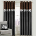 Brown & Dark Grey Dual Tone Velvet Curtains