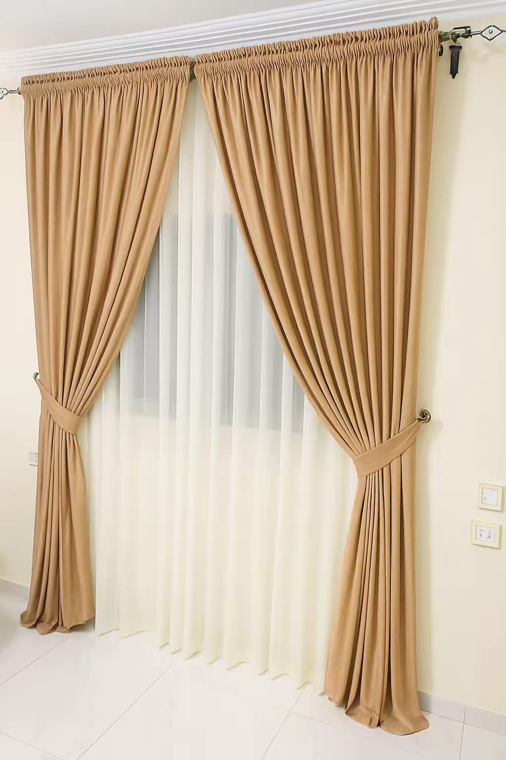 Camel Sheer Velvet Curtains