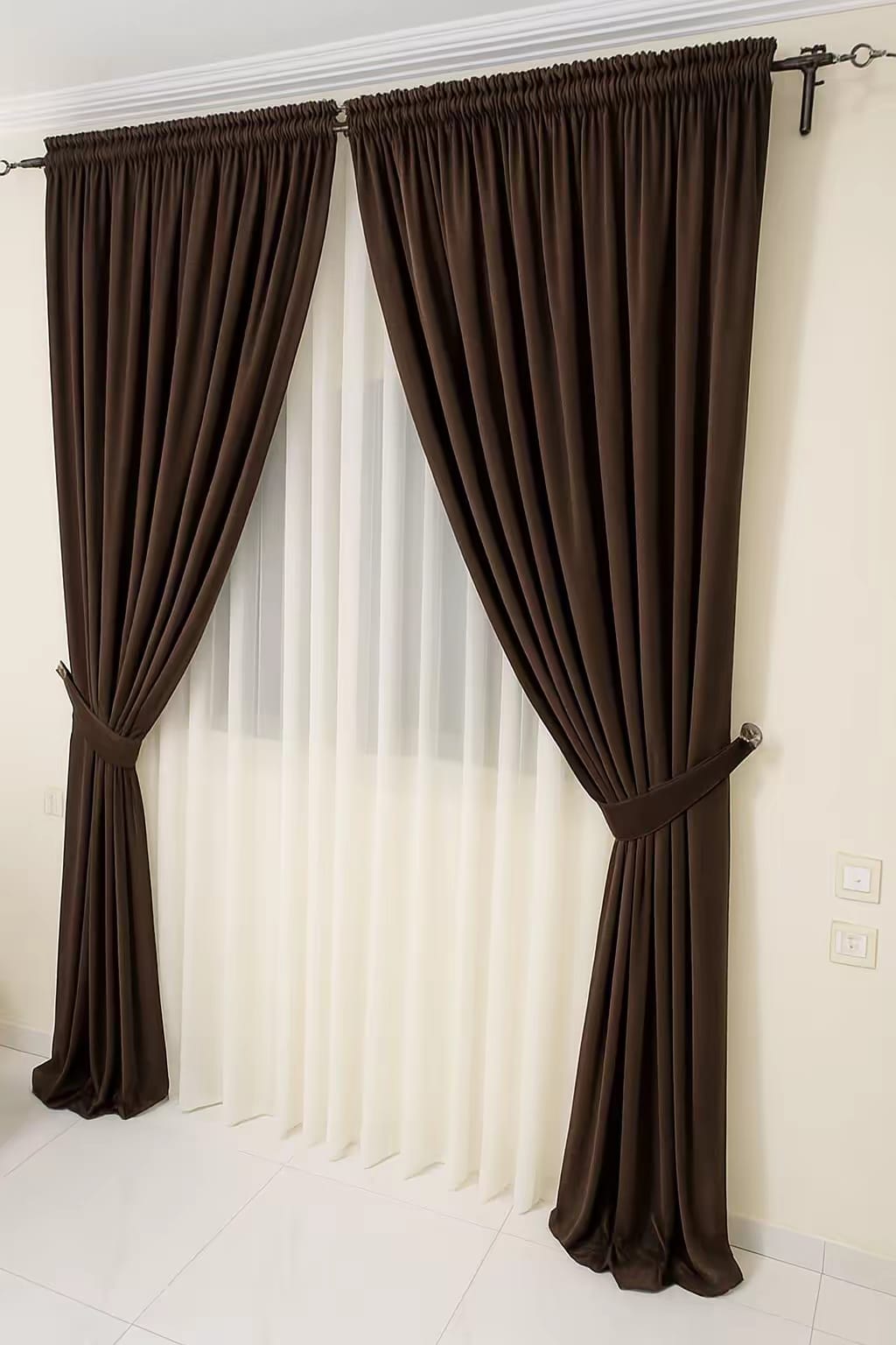 Brown Sheer Velvet Curtains