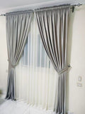 Silver Grey Sheer Velvet Curtains