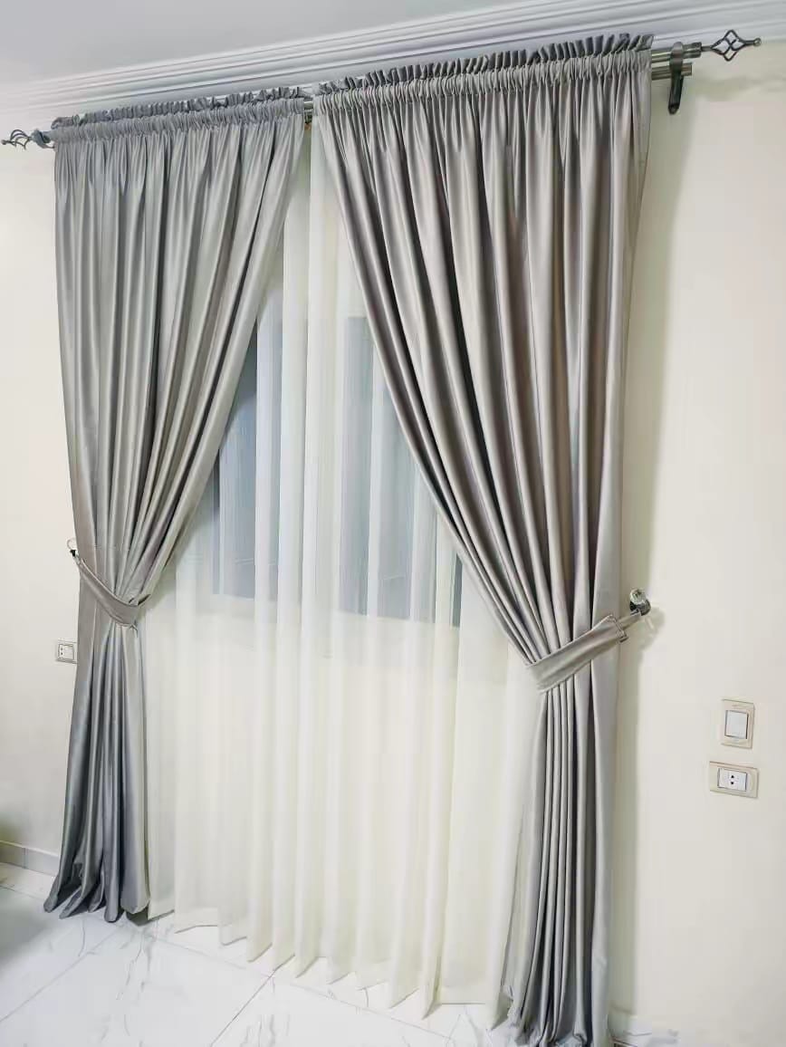 Silver Grey Sheer Velvet Curtains
