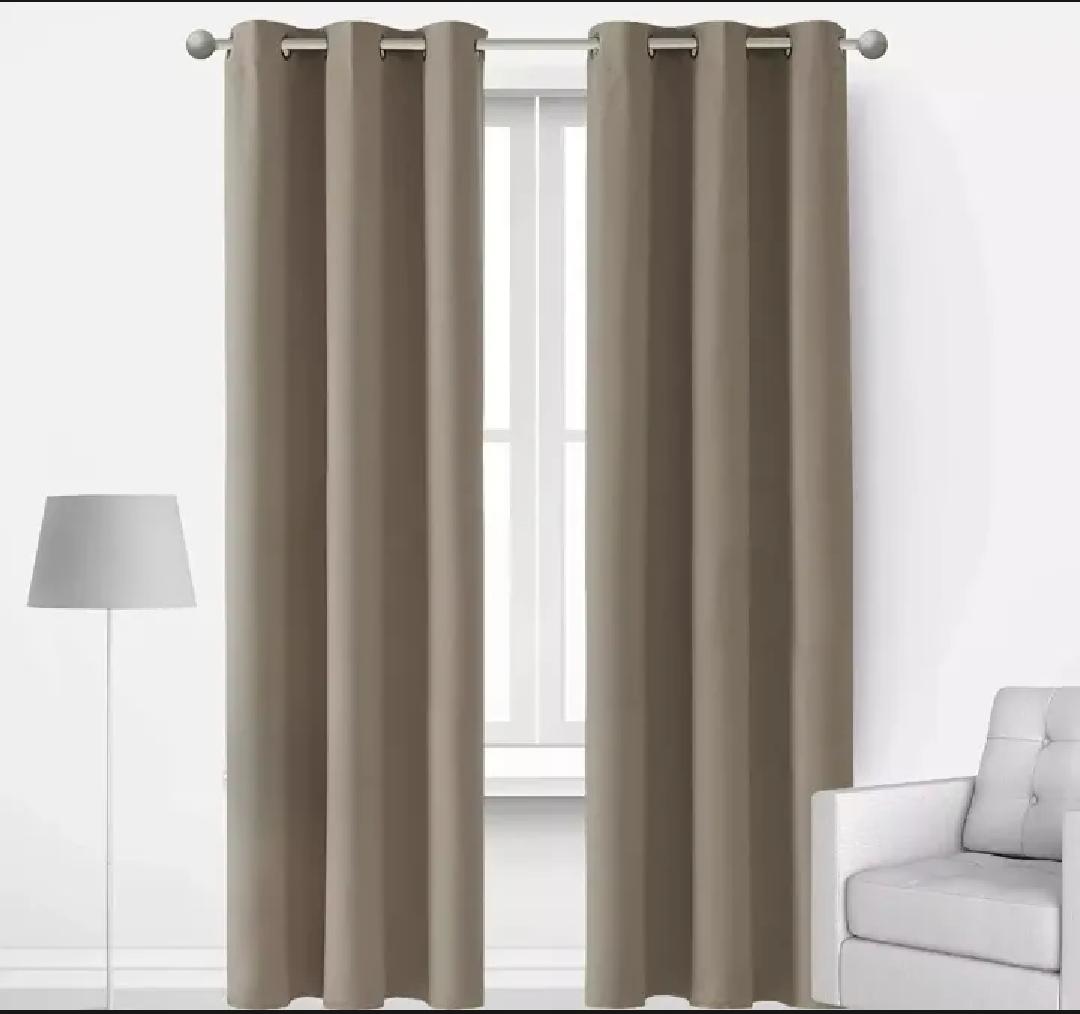 Taupe Beige Jacquarad Plain Curtains
