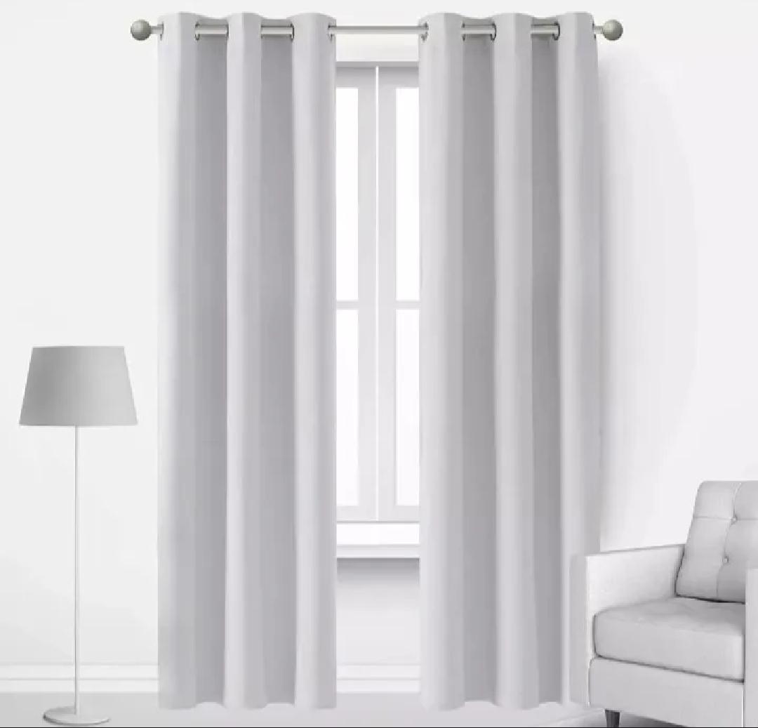White Jacquarad Plain Curtains