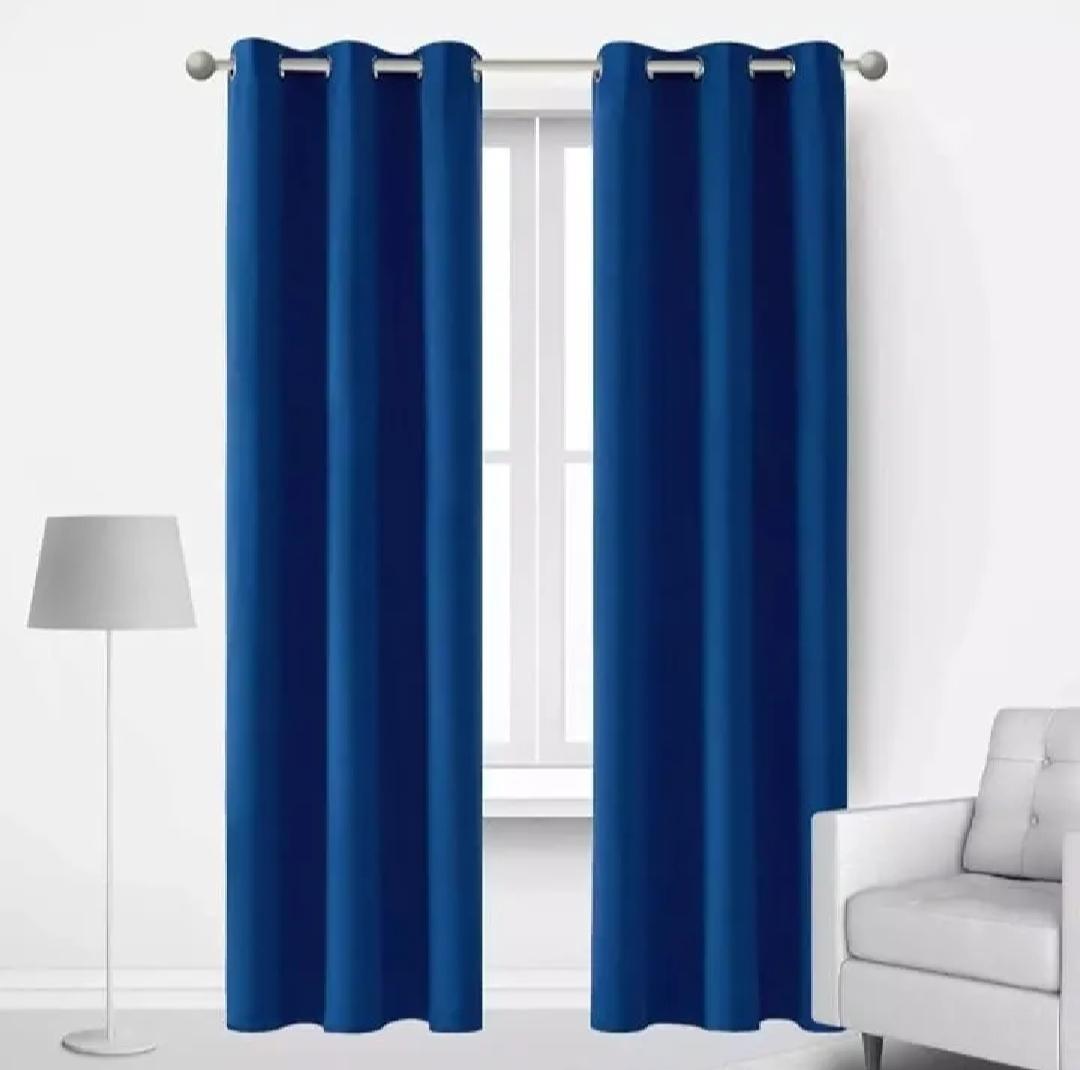 Blue Jacquarad Plain Curtains