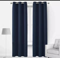 Navy Blue Jacquarad Plain Curtains