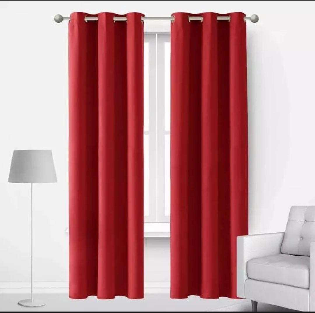 Red Jacquarad Plain Curtains