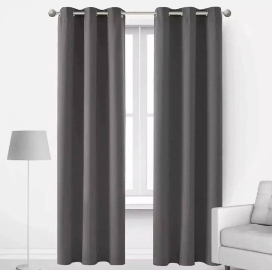 Charcoal Gray Jacquarad Plain Curtains