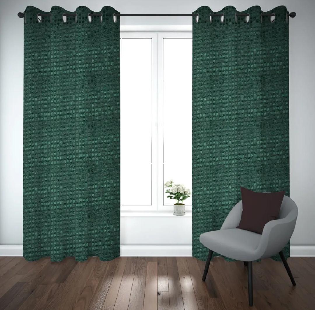 Green Jacquarad Doitted Curtains