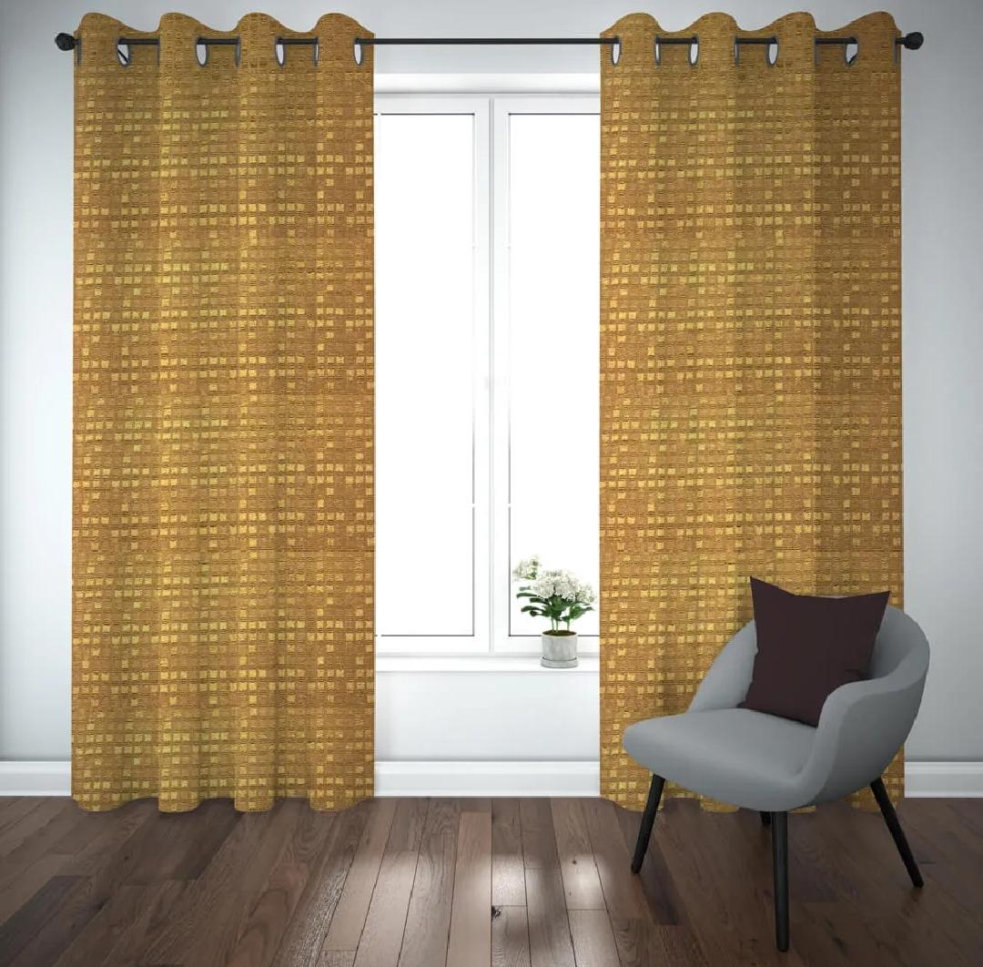 Beige Jacquarad Doitted Curtains
