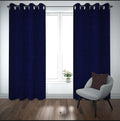 Navy Blue Jacquarad Doitted Curtains