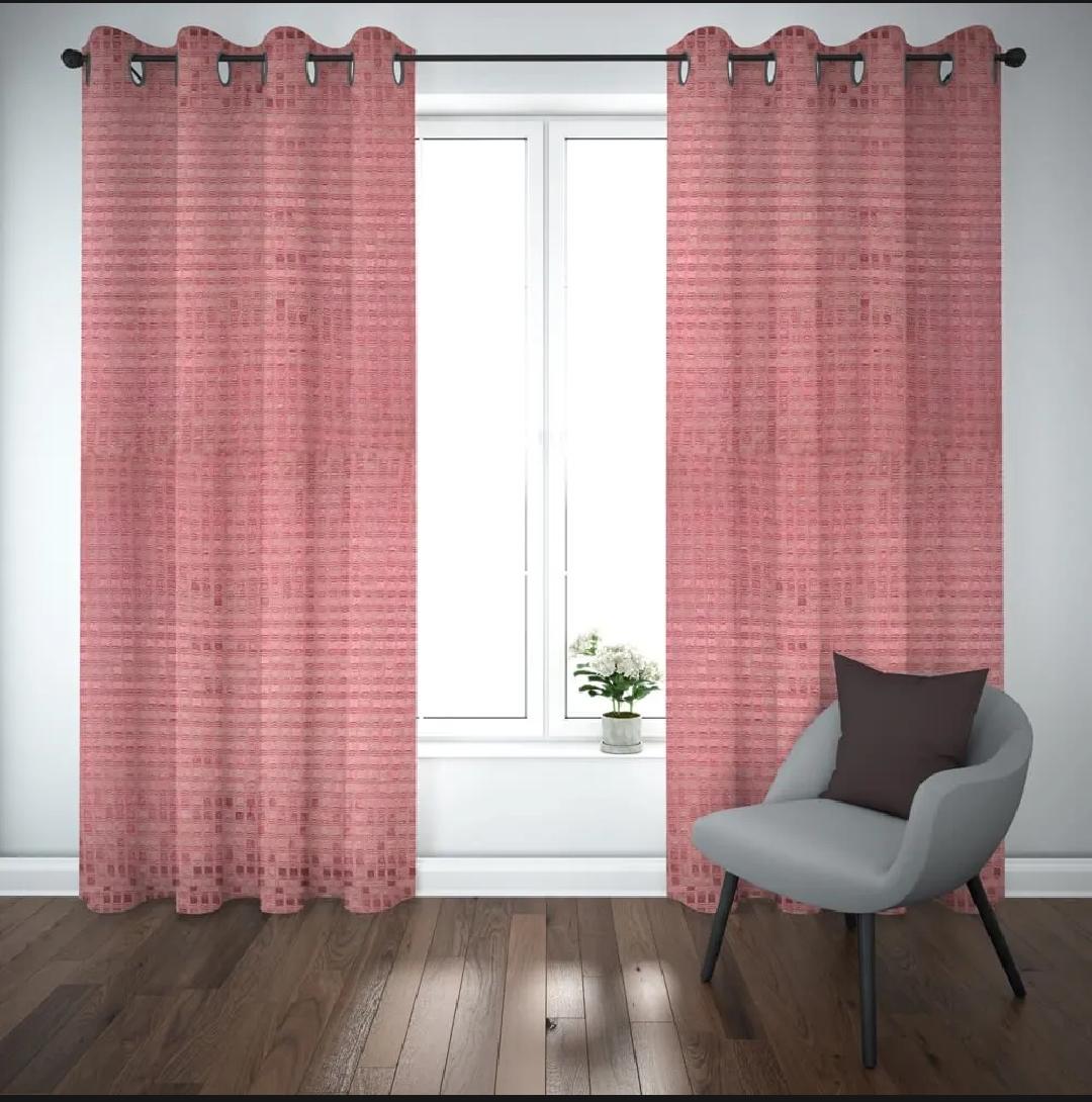 Pink Jacquarad Doitted Curtains