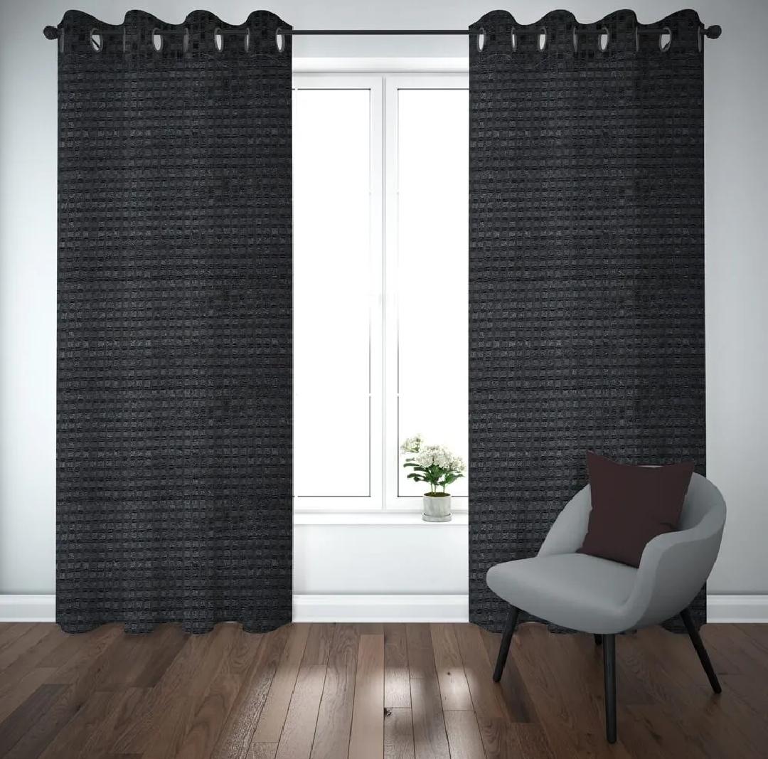Black Jacquarad Doitted Curtains