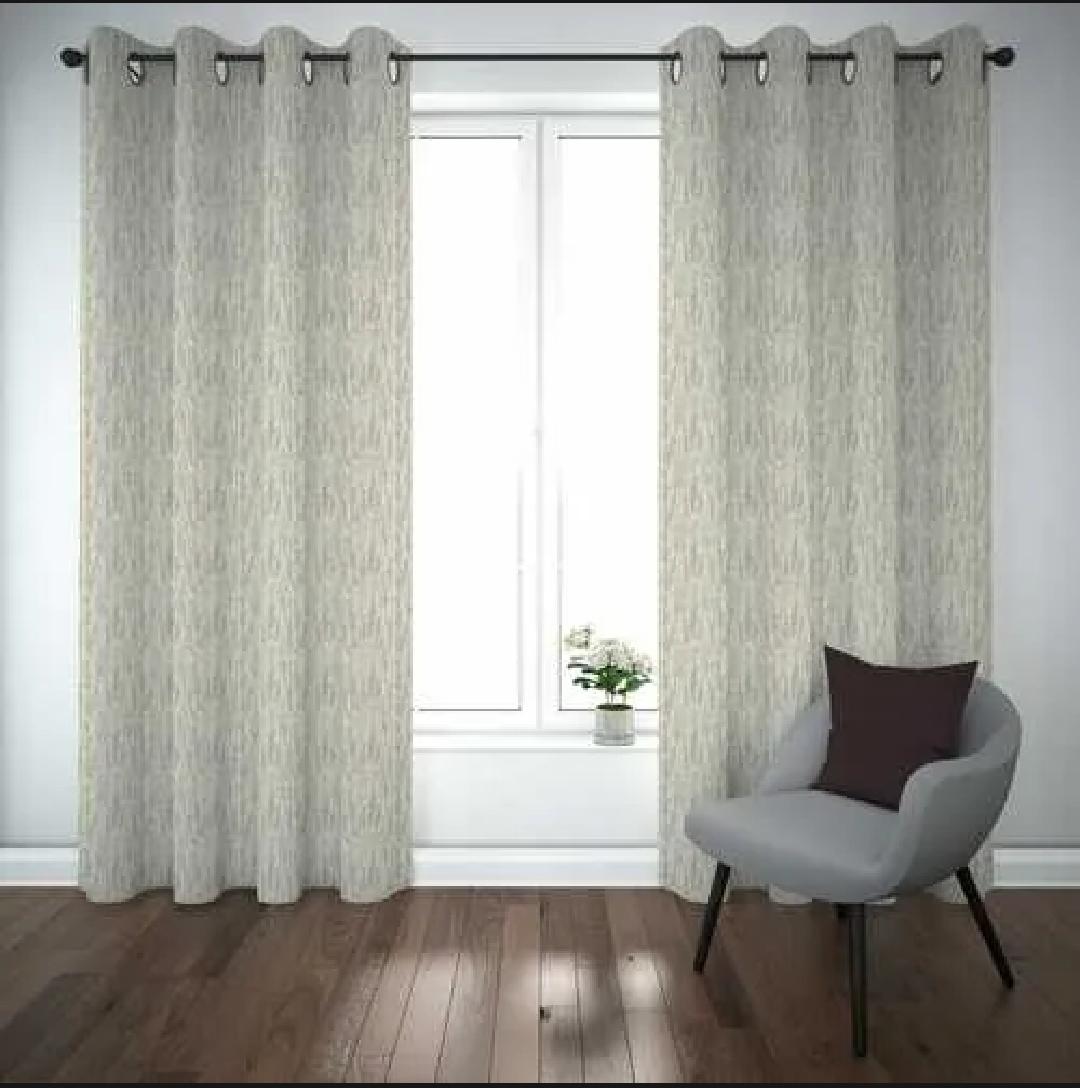 White Jacquarad Self Design Curtains
