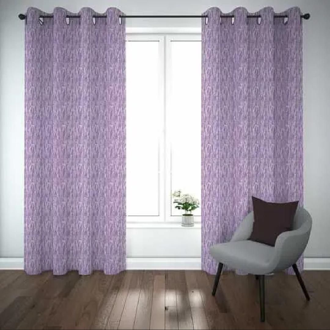 Purple Jacquarad Self Design Curtains