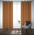 Rust Orange Jacquarad Self Design Curtains