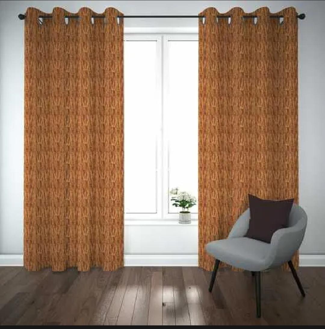 Rust Orange Jacquarad Self Design Curtains