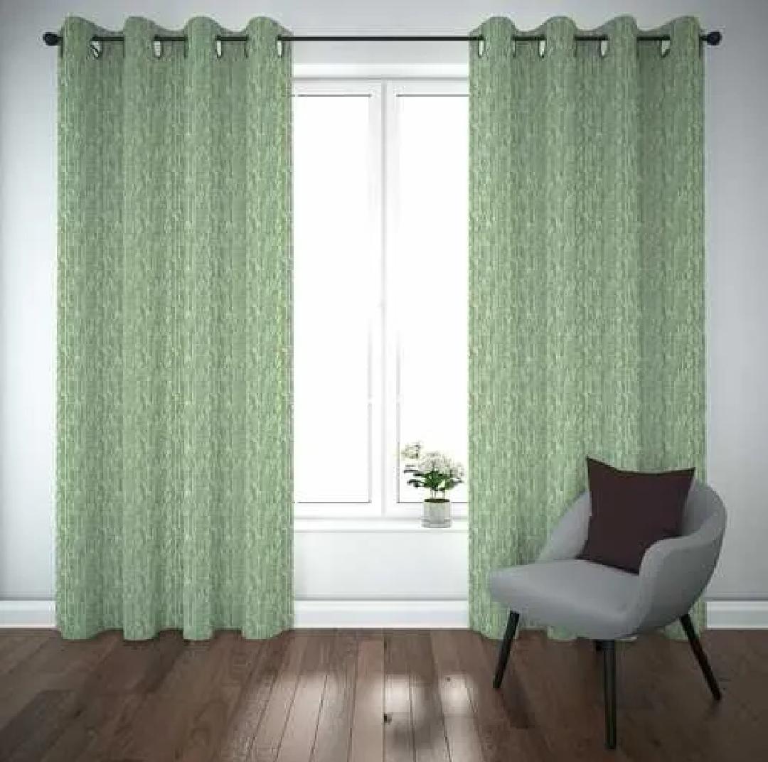 Sage Green Jacquarad Self Design Curtains