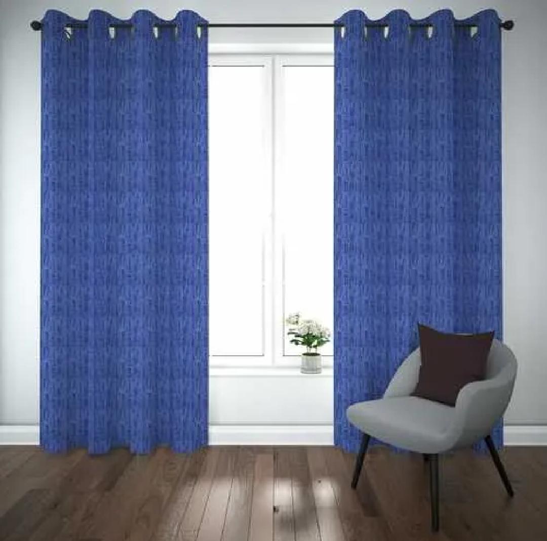Blue Jacquarad Self Design Curtains