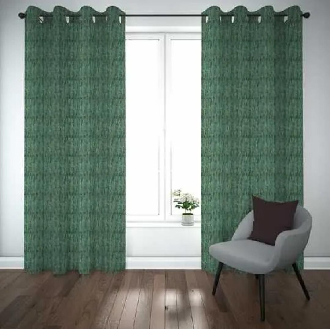 Green Jacquarad Self Design Curtains