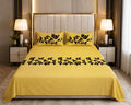 Yellow Luxury Velvet Floral Bedsheet Set