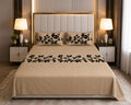 Light Brown Luxury Velvet Floral Bedsheet Set