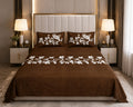 Brown Luxury Velvet Floral Bedsheet Set