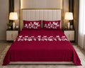Pink  Luxury Velvet Floral Bedsheet Set