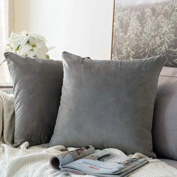 Grey Soft feel Velvet Cushion cover