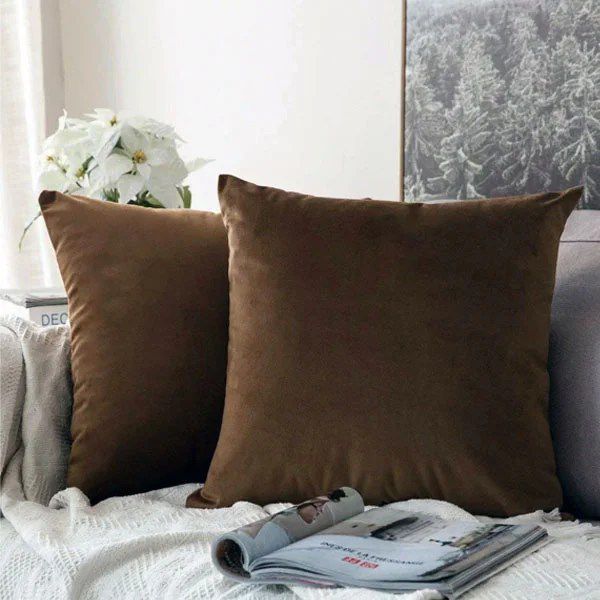 Brown  Soft feel Velvet Cushion cover