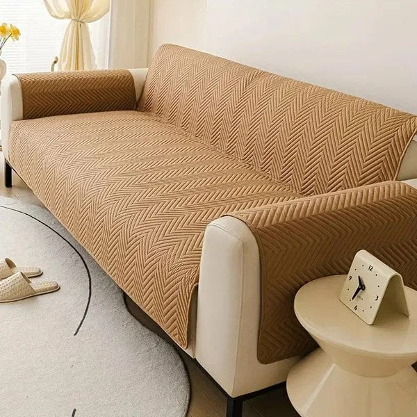 Zigzag Ultrasonic Quilted Sofa Cover Copper Mat Ultrasonic Quilted Sofa Runner