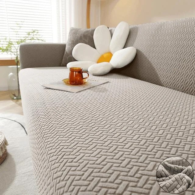 Grey Stripe Jacquard Sofa Cover