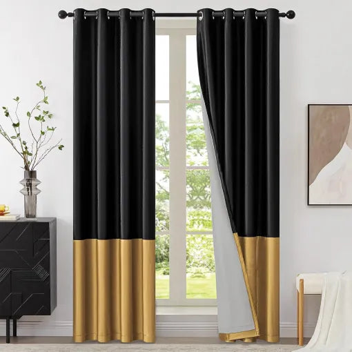 Black & Gold Velvet Curtains
