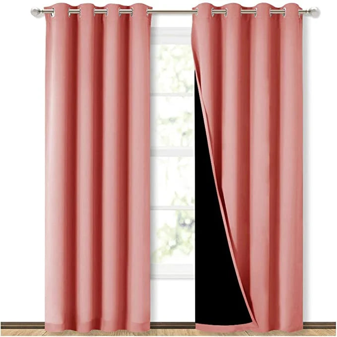 Pink Jacqauard Curtains