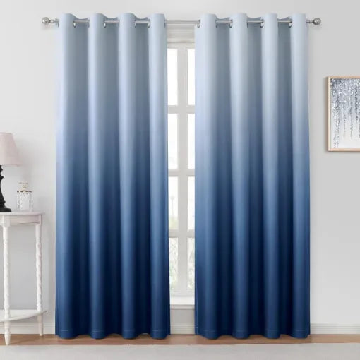 Blue-OmbreDigital Velvet Curtains
