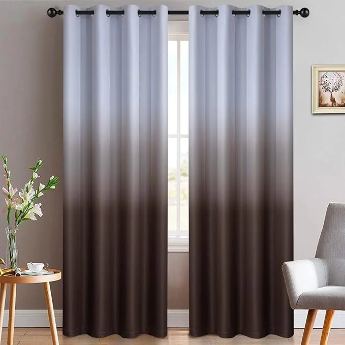 Brown-Greywish Digital Velvet Curtains