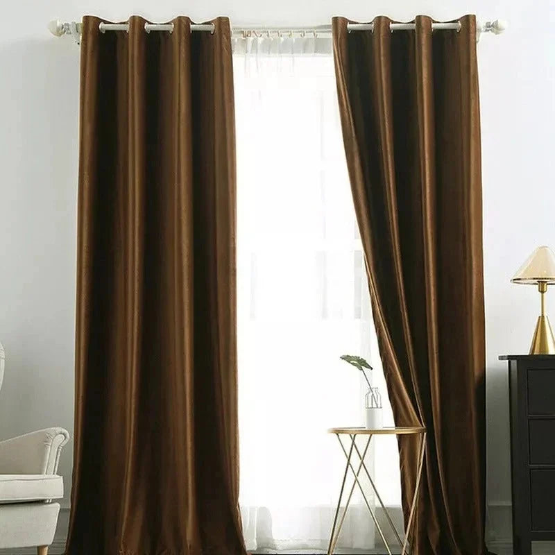Brown Plain Velvet Curtains