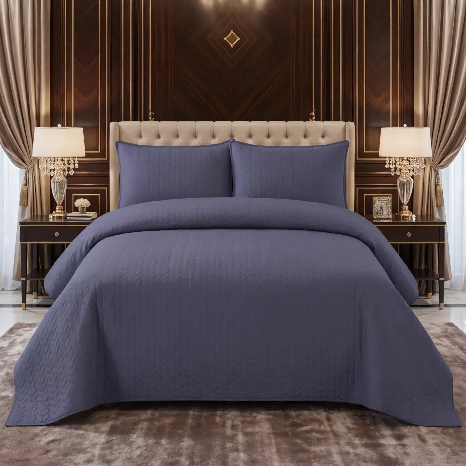 Slate Blue Premium Micro Cotton  BedSpread Set