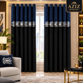 Navy Blue & Black Dual Tone Velvet Curtains