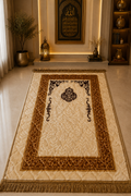 Beige  Aziz Bedding Traditional Quilted Prayer Mat