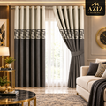 Off-White & Charcoal Grey Dual Tone Velvet Curtains