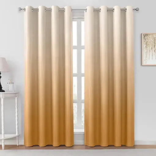 Gold-Ombre Digital Velvet Curtains