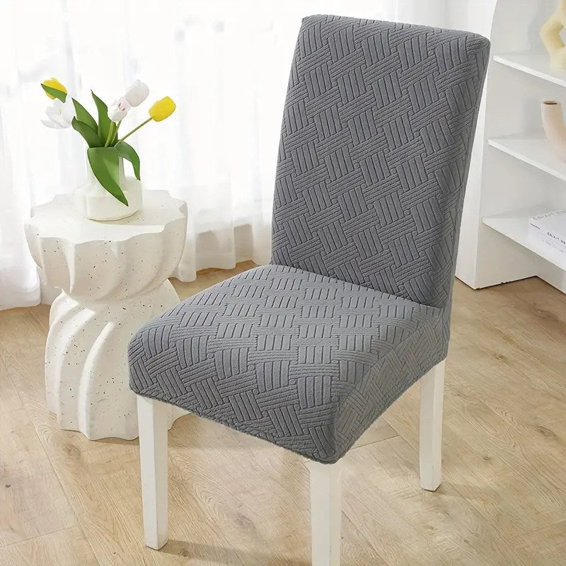 Grey Stripe Jacquard Chair Cover