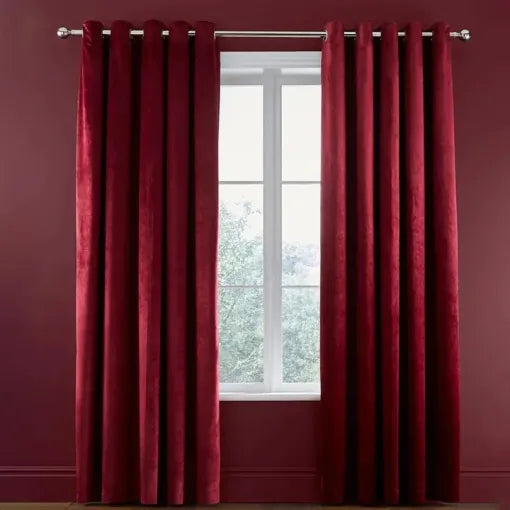 Maroon Plain Velvet Curtains
