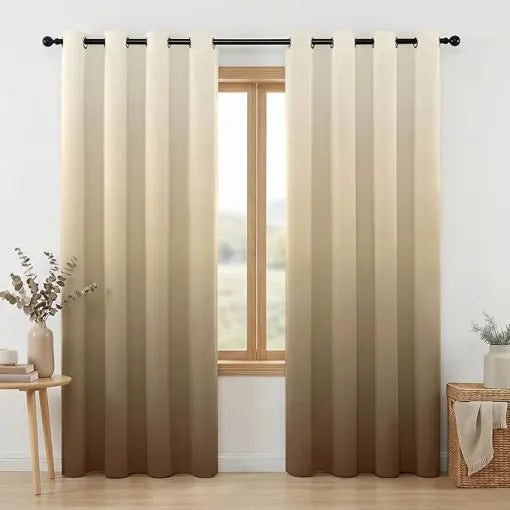 Natural Wood Digital Velvet Curtains